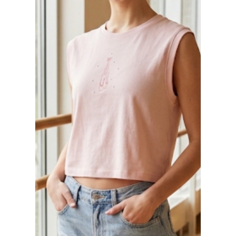 Electric‎ Pink Crop T-Shirt Size Large NWT